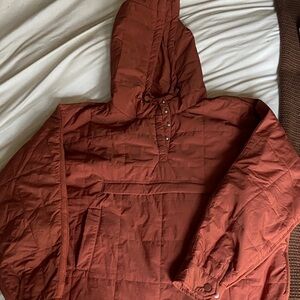 Rust Quilted Hooded Jacket